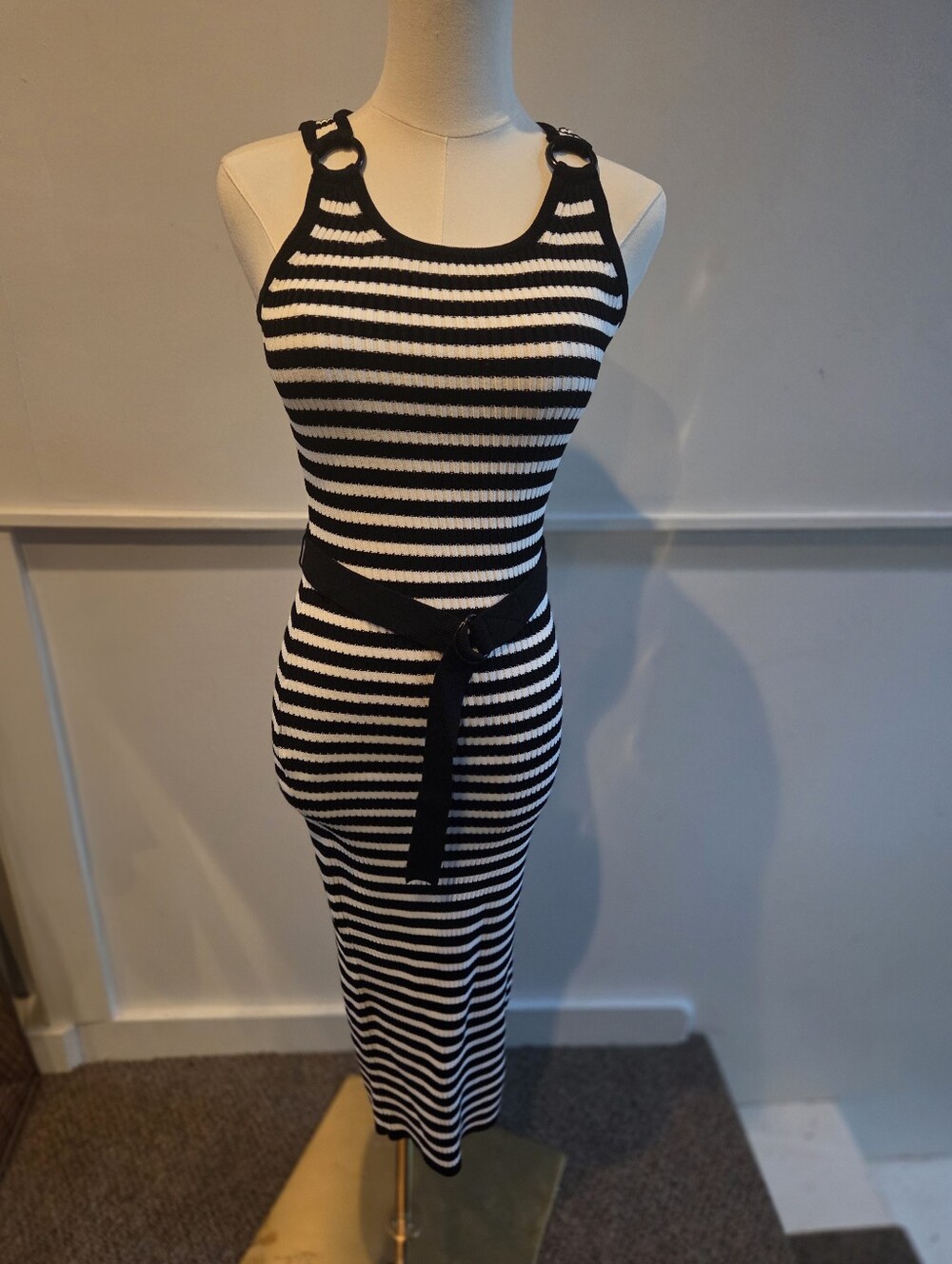 Michael Kors Black and White Midi Dress